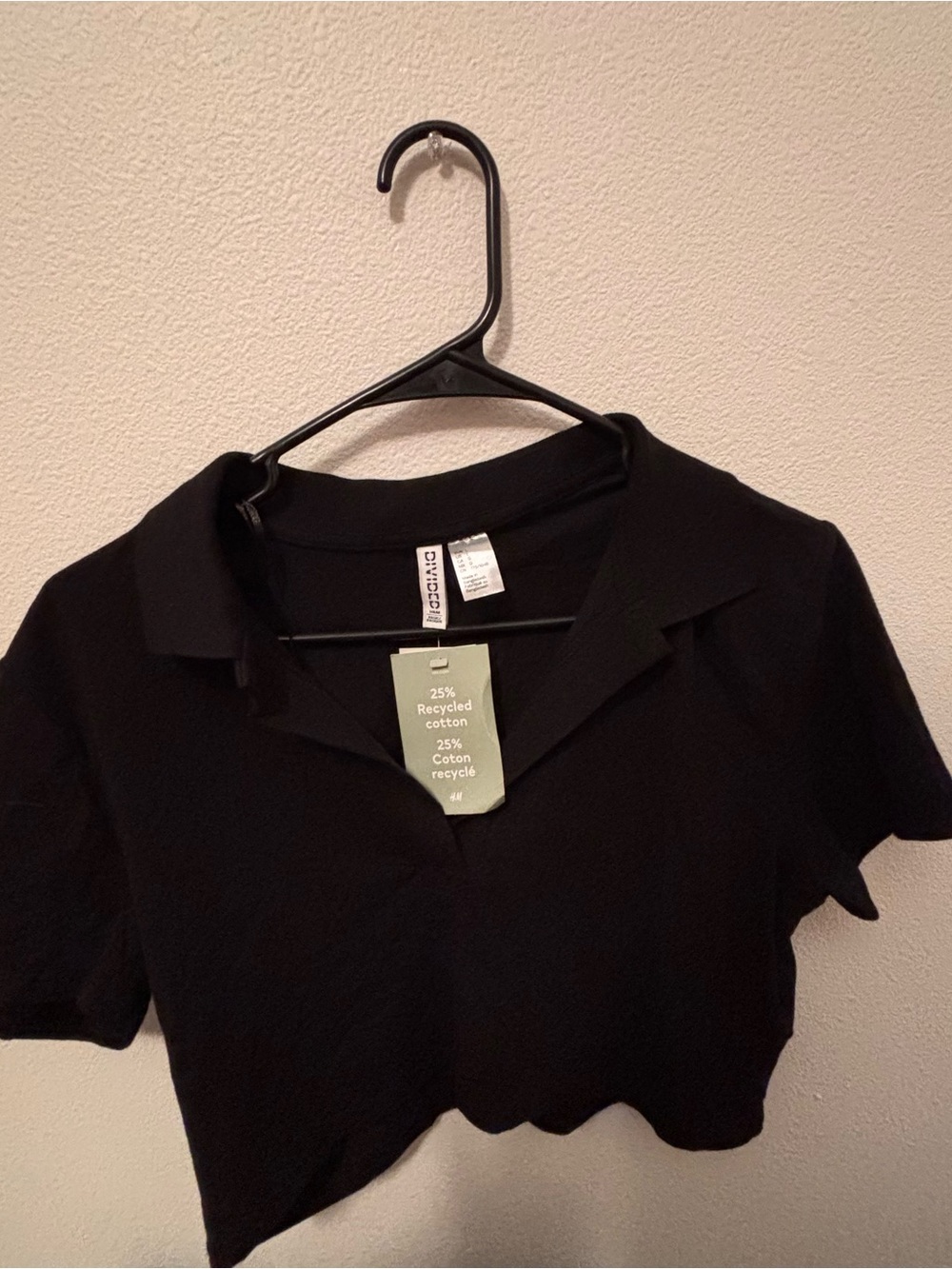 Divided Black Cropped Polo Shirt
